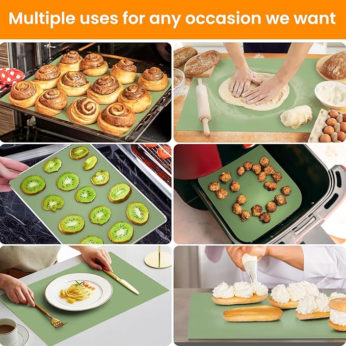 Silicone Baking Mat Roll - Non-stick Pastry Mat, Reusable Dough Rolling Mat Cookie Sheet, Non Slip Countertop Protector Mat, Counter Mat, Oven Mat
