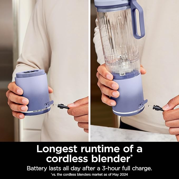 Ninja BC251LD Blast Max Personal Cordless Blender for Smoothies, Blend, Ice Crush, 22 oz. Twist & Go Vessel, Lavender - Certified Refurbished