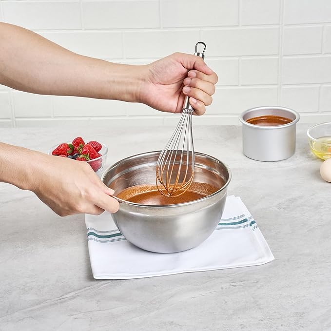 Restaurantware-German Standard 10.6 Inch French Whisk, 1 Dishwashable Kitchen Wire Whisk - Ergonomic Handle, Durable, Stainless Steel French Whip, For Blending, Stirring, Mixing Of Ingredients