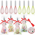 12 Sets 10 Inch Christmas Whisks Gifts DIY Fillable Christmas Tree Ornaments Xmas Colored Silicone Whisks for Cooking Heat Resistant Egg Beaters with Card Rope Bag for Candy Holder