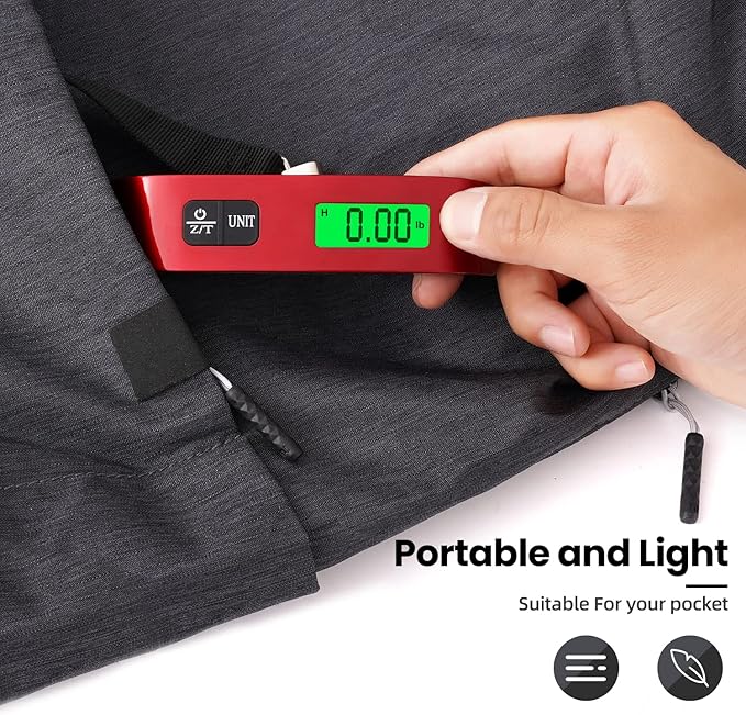 BAGAIL Digital Luggage Scale, 110lbs Hanging Baggage Scale with Backlit LCD Display, Portable Suitcase Weighing Scale, Travel Luggage Weight Scale with Hook, Strong Straps for Travelers