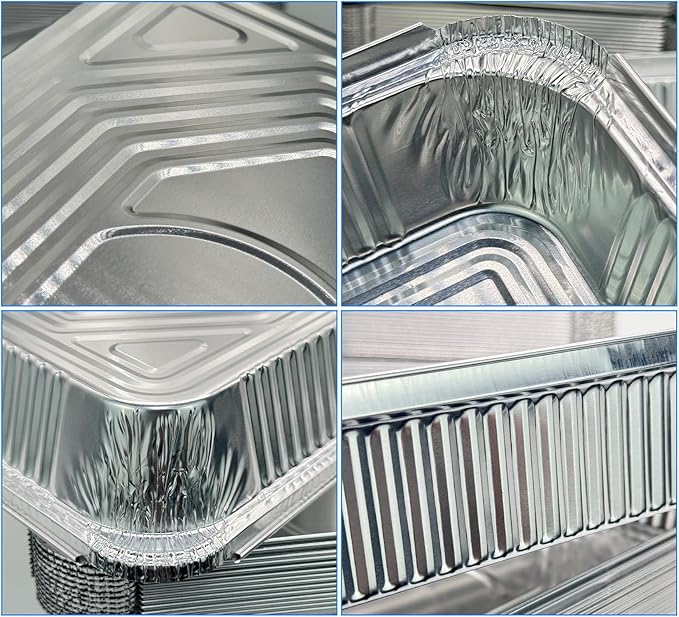 Notwoe® Disposable Aluminum Pans with Lids, 10x7.5 and 7.3x5.3 Square 6.9x4.3 Square Combo Set, Disposable Baking and Cake Pan. (55 Pack W-Lids)