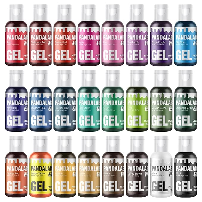 Gel Food Coloring Set - 24 Colors Concentrated Vibrant Edible Food Grade Dye for Baking, Cake, Cookie Decorating, Fondant, Icing, Frosting, Macaron, DIY Crafts - 16.23 fl.oz (20ml/Bottle)