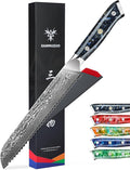 8 inch Bread Knife Serrated Kitchen Chef Knife - Damascus Steel & Resin Handle - Xuan Series (Starry Black)