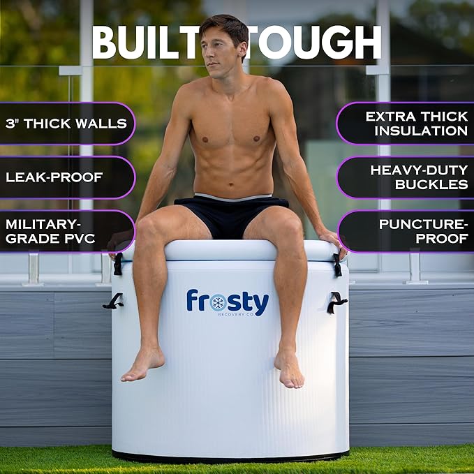 Ice Pod Pro Cold Plunge - Inflatable Ice Tub for Cold Water Therapy - Pro Grade Cold Plunge with Water Chiller Compatibility - The Ice Pod Cold Plunge Tub for Ice Bath & Ice Plunge (Light Gray)