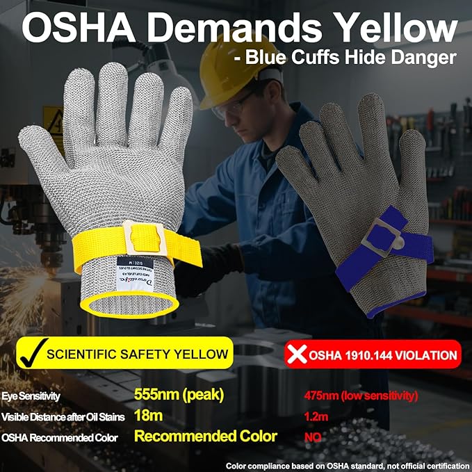 Dowellife Comfortable ANSI A9 Cut Resistant Glove Food Grade, Mesh Metal Kithcen Glove for Chef Oyster Shucking Mandoline Knife Butcher Meat Cutting