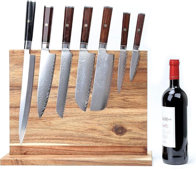Resafy Large Magnetic Knife Holder,Acacia Wooden Magnetic Knife Block 16 X 12 Inches,Rack Magnetic Universal Stands with Strong Enhanced Magnets Strip Kitchen Storage Cutlery Organizer Without Knifves
