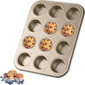 Mini Muffin Pan, Premium Small Cupcake Pans, Carbon Steel 12-Cup Muffin Tin, Versatile Non-Stick Bakeware