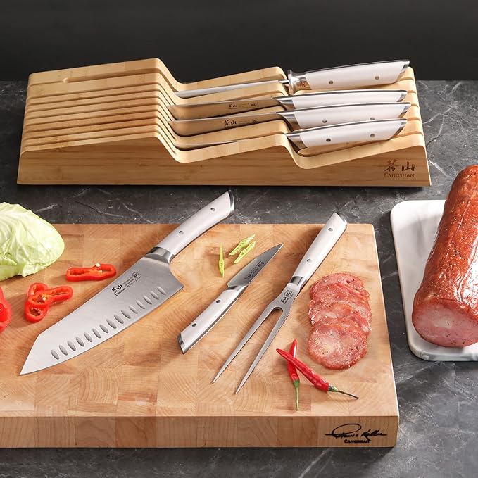 Cangshan HELENA Series German Steel Forged BBQ Knife Set (White, 8-Piece In-Drawer Set)