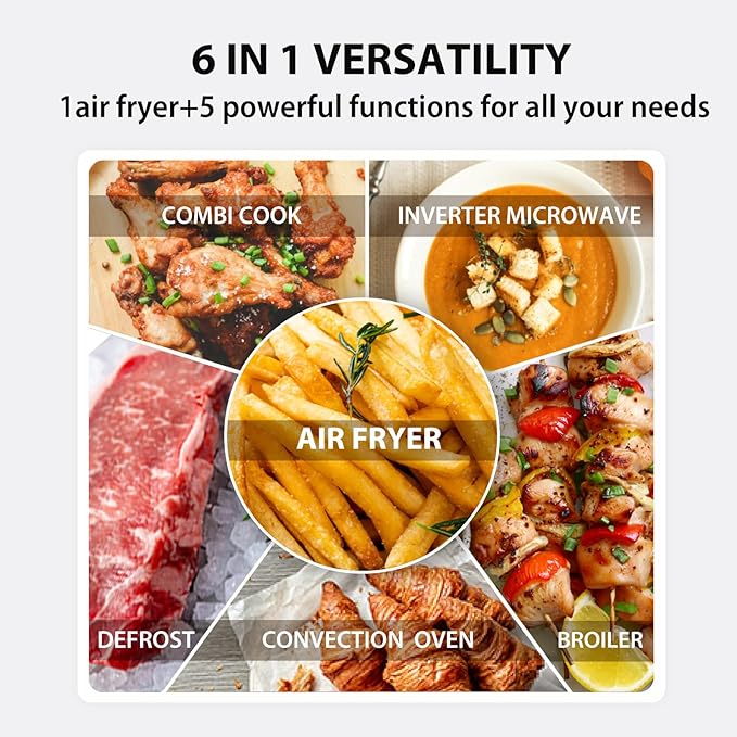 TOSHIBA Inverter Countertop Microwave Oven Air Fryer Combo MASTER Series, Broil, Convection, Speedy Combi, Even Defrost 11.3'' Turntable Sound On/Off, 27 Auto Menu&47 Recipes