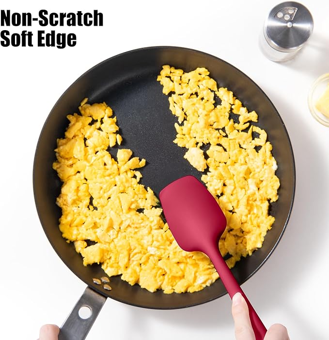 3-Piece Silicone Spatula Scrapers: Doosu 600°F Heat Resistant Food Grade Kitchen BPA Free Rubber Baking Cooking Tool Nonstick Utensil Set for Mixing, Scraping, Folding, Stirring, Serving (Multi-4)