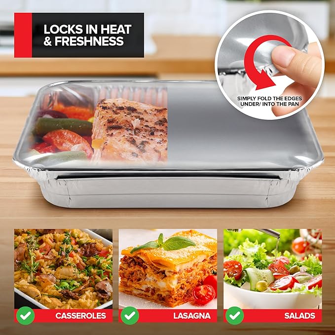 Stock Your Home 9x13 Disposable Baking Pan Covers (350 Pack) Heavy-Duty Aluminum Cake Pans Lids, Sturdy, Sealable Covers for Food Containers, Leak-Free + Safe Transport & Storage For Catering