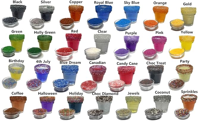 Snowy River Pearl Cocktail Sugar - Vibrant Naturally Colored Sugar for Cocktail Rimming, Baking & Decorating, Medium Crystal (6oz Bottle, Large Crystal)