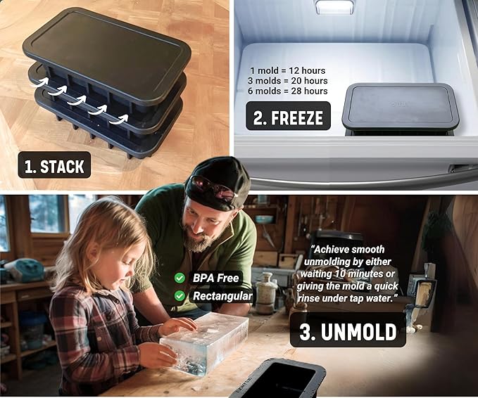 Alaskey® Extra Large Ice Block Mold 5 lbs With Lid (2-Pack) | Create Perfect Ice Bricks | Professional Silicone Mold for Crafting Giant Ice Cubes, Ideal for Ice Baths, Coolers, Bartender Accessories