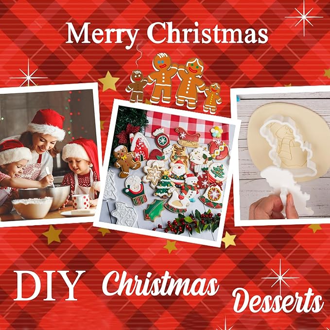 Flycalf Christmas Cookie Cutters Truck With Christmas Tree Shapes Fall Holiday PLA Baking Accessories Cutter Molds Gifts for Kids Decorative Party 3" Kitchen Cake Supplies
