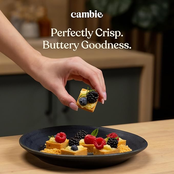 Cambie Medium Square Vanilla Tart Shells, 55mm (2.16") Diameter, French Style Tart Shells, White Chocolate Coating, Pack of 40