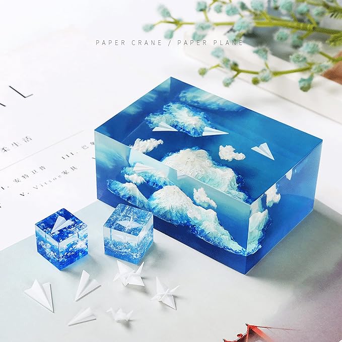 Woohome 14 PCS Resin Casting Molds Fillers 3D Astronaut Paper Airplane Embellishment Resin Supplies Kit Resin Fillers Epoxy Mould Filling Material for Art Resin Crafts DIY
