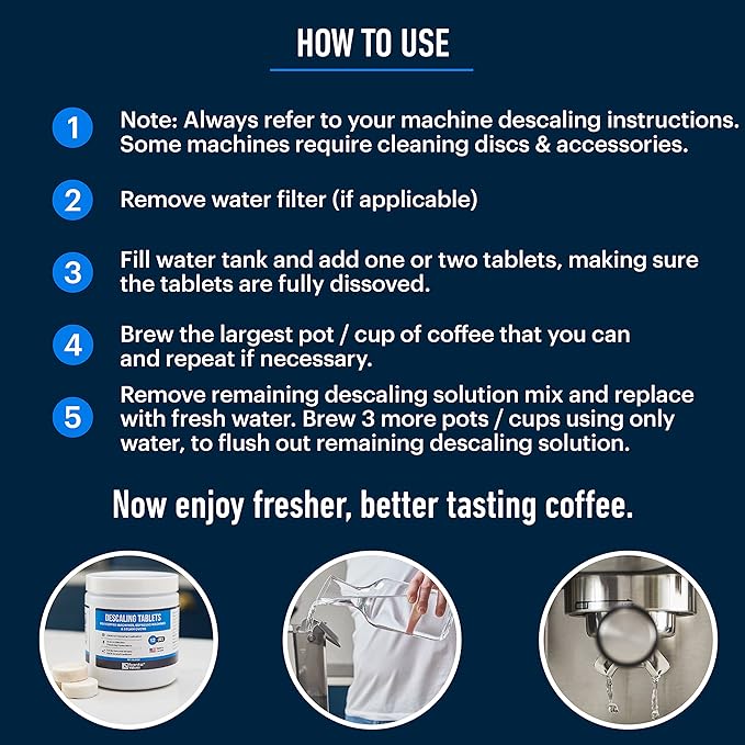 Essential Values Descaling Tablets (12 Count/Up to 12 Uses) for Jura, Miele, Bosch, Tassimo Espresso Machines and Miele Steam Ovens (1 Pack)