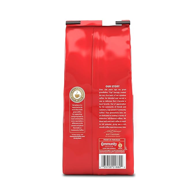 Community Coffee Breakfast Blend Whole Bean Coffee, Medium Roast, 72 Ounce (12 Ounce Bags, Pack of 6)