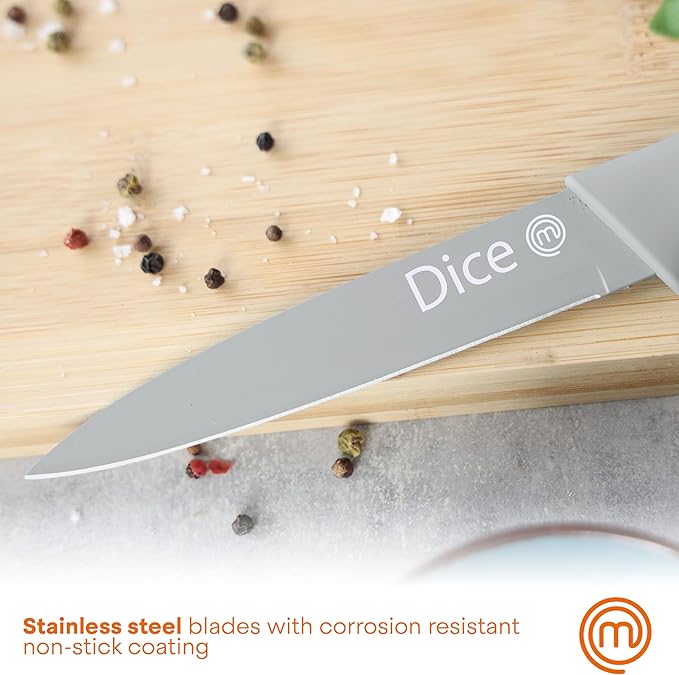 MasterChef Kitchen Knife Set with Covers, 6 Professional Chef Knives for Home Kitchens, Extra Sharp Cutting Stainless Steel Blades & Protective Sheaths, Soft-Touch Easy-Grip Handles, Nordic Blues