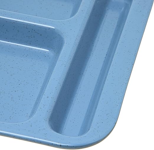 Carlisle FoodService Products Plastic Meal Tray Righ-Handed Heavyweight Lunch Tray with 6-Compartments for Schools, Cafeterias, and Dining Halls, Melamine, 15 x 9 Inches, Sandshade, (Pack of 12)