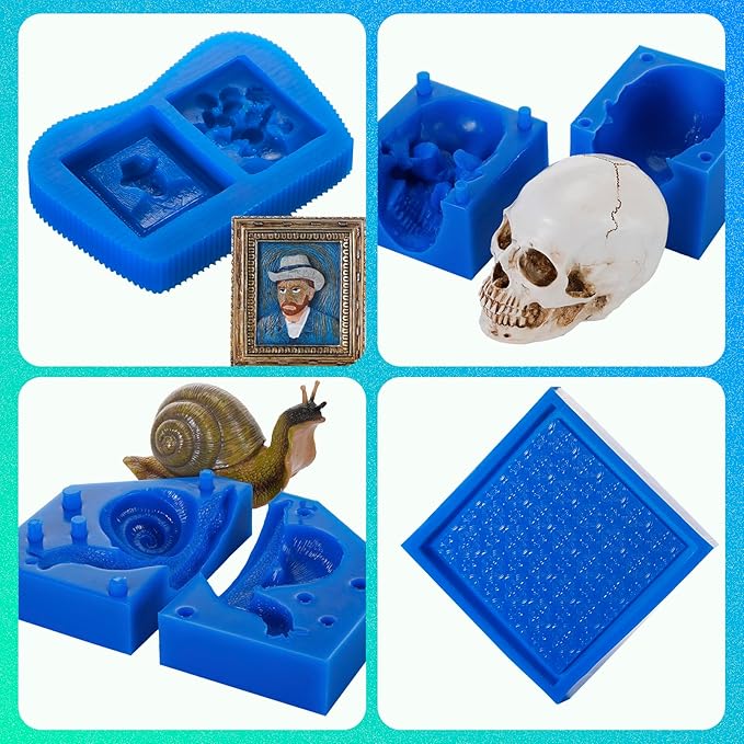 BBDINO Silicone Mold Making Kit, 30A Liquid Silicon for Molds Making 38.8 OZ, Quick Cure Molding Silicone Rubber, 1:1 Ideal for Silicon, Resins, Soap, Concrete, Wax Mold-Casting Sapphire Blue