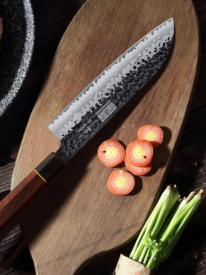 HOSHANHO Chef's Santoku Knife 7 Inch, Professional Japanese High Carbon Steel Chef Knife, Ultra Sharp Kitchen Knife with Octagonal Rosewood Handle