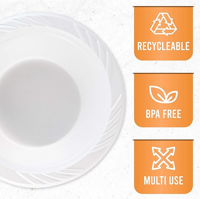 PLASTICPRO 200 Count Disposable 12 ounce White Plastic Soup Bowls