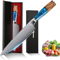 8" Chef's Knife, Japanese Damascus Chefs Knife 67 Layers High Carbon VG10 Steel Core with Resin & Burl Ergonomic Handle, Gift Box