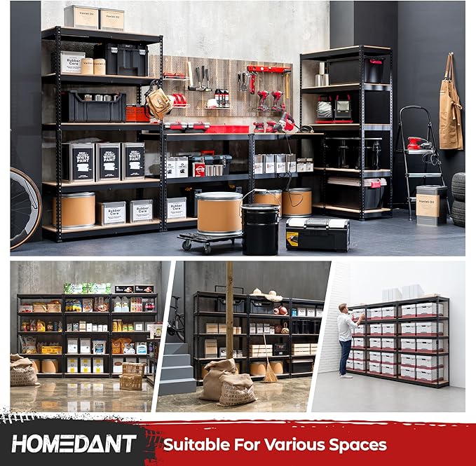 HOMEDANT 5-Tier Laminated Boltless Heavy Duty Metal Shelving Unit Adjustable Garage Storage Utility Rack Shelves Organization Multipurpose Shelf Warehouse Industrial 39.8" W x 18.2" D x 71.3" H 1Pack