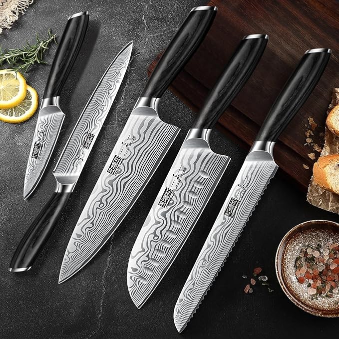 HOSHANHO 5 Pieces Knife Set, Professional Powder Steel Chef Knife Set, Ultra Sharp Japanese Kitchen Knives Set with Ergonomic Pakkawood Handle