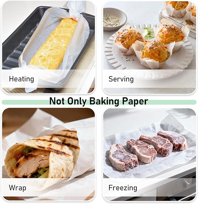 EcoDispose Non-Stick Precut Parchment Paper Baking Sheets Full Pan liner for Bake (12-3/16" x 16-3/8",White,500PCS)
