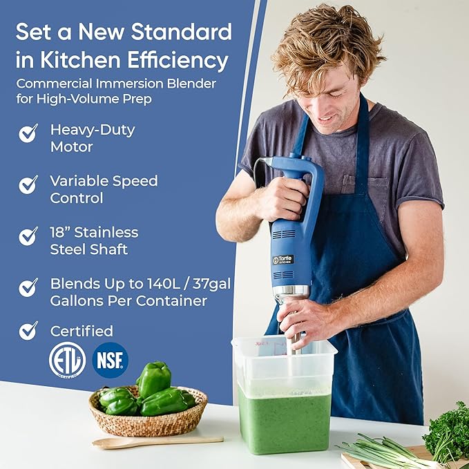 TK Commercial Immersion Blender, 500 Watt/.5 HP Variable Speed Motor, 16,000 RPM Heavy Duty with Performance Assurance - 18"