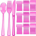 Minatee 150 Pieces Disposable Cutlery Set Plastic Silverware Heavy Duty Utensil Sets 50 Forks 50 Knives 50 Spoons for Home Office School Party Picnics Restaurant Outdoor Events