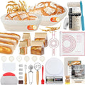 Banneton Proofing Basket Set,10 Inch Round & Oval Natural Rattan Sourdough Bread Proofing Basket Reusable Bread Baking Supplies with Sourdough Starter Jar, Perfect for Artisan Loaf Shaping