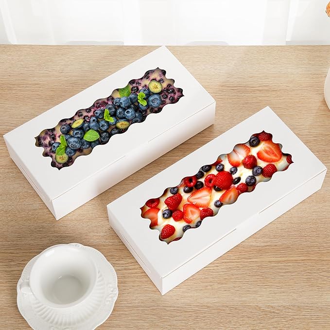 36 pcs Cookie Boxes,12x5.5x2.5 Inch Bakery Boxes with Window for Pies Chocolate Strawberries Muffins Donuts Pastry Dessert Christmas(White)
