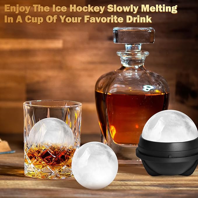 6 Pack 3D Sphere Ice Molds 2.5 Inch Large Silicone Round Ice Cube Molds Novelty Ice Ball Molds Gifts Stuff for Cocktails, Bourbon, Brandy, Whiskey Christmas Gifts (6, Round)