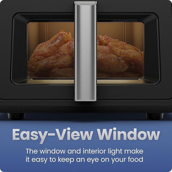 Chefman Air Fryer TurboFry 9-Qt, 6-in-1 High-Powered 450°F Cooking for Crispier French Fries, Chicken, and Onion Rings, XL Windowed Basket, Air Fry, Bake, Broil, Reheat, Dehydrate, Defrost – Black