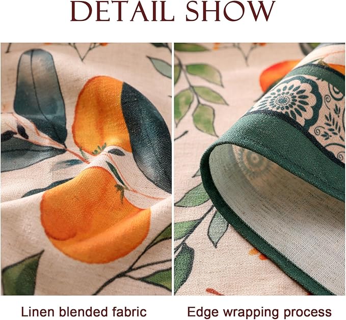 patdrea Designer Linen Small Round Table Cloth,Vintage Framhouse Oranges and Leaves Pattern Tablecloth,Decor Table Cover for Kitchen Dining Christmas,Thanksgiving,Party,Diameter 55"-Palladin a