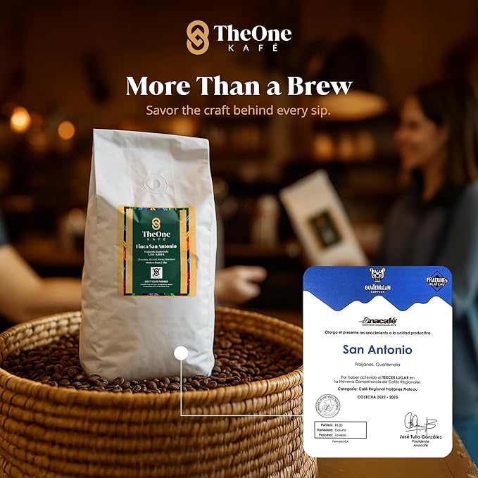 TheOne Kafé Guatemala Medium Roast Whole Bean Coffee – Organic, Single Origin, Premium Specialty Coffee, Ethically Sourced, Smooth & Rich Flavor – Fresh Roasted for Espresso, Drip, Pour Over – 5 lbs