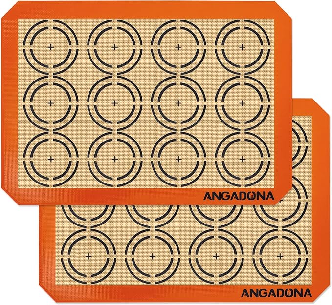 Silicone Baking Mat Sheets Set, Easy Clean &Non-Stick Food Grade Reusable Baking Mat, 2 Half Sheet Cookie Baking Mats Silicone for Oven, Make Macarons, Cookies and Pastry Mat