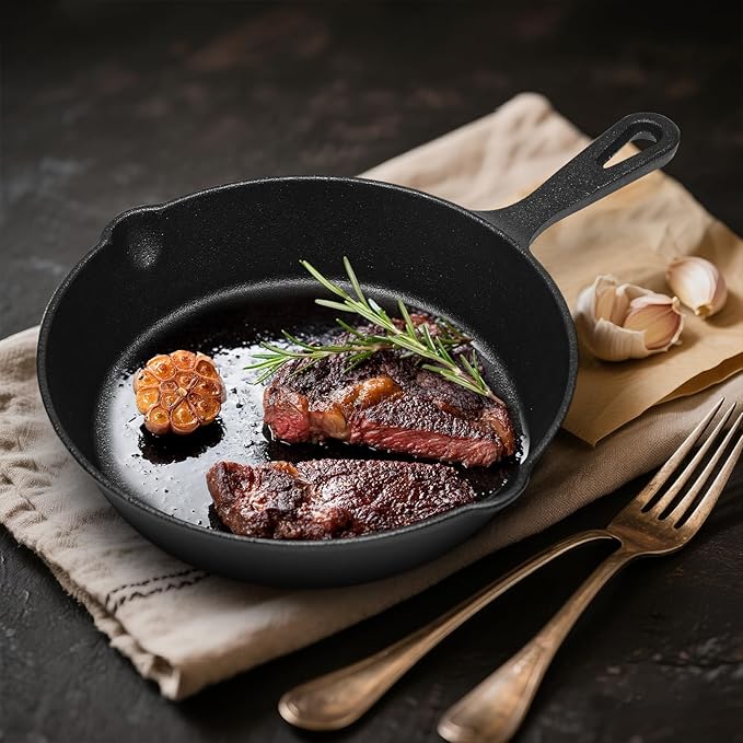 WANGYUANJI Heavy-Duty Cast Iron Skillet Set – Durable Frying Pans for Stove, Oven, Grill & Campfire, Easy to Use and Clean, Black(5.91inch,7.87inch,10.04inch)
