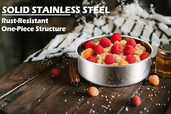 Leonyo 6 Inch Small Cake Pans Round, 4 Pack Stainless Steel Smash 6Inch Round Cake Pan Tins Set for Baking, Metal Circle Layer Tin for Birthday Wedding Party, Dishwasher Oven Safe