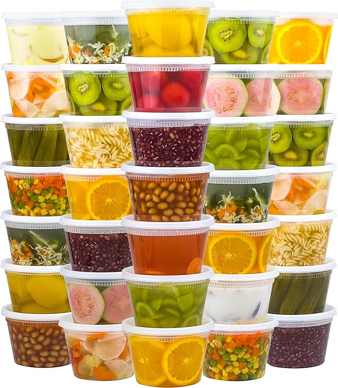 50 Set 16 oz Deli Containers with Lids, Leak-Proof BPA Free Plastic Take Out Bowls, Food Storage Containers for Takeout Meal Prep Storage, Freezer, Microwave & Dishwasher Safe