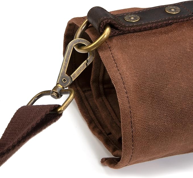 Dickies Chef Knife Roll Bag Portable Organizer and Cutlery Storage Roll, Waxed Canvas and Leather, Medium