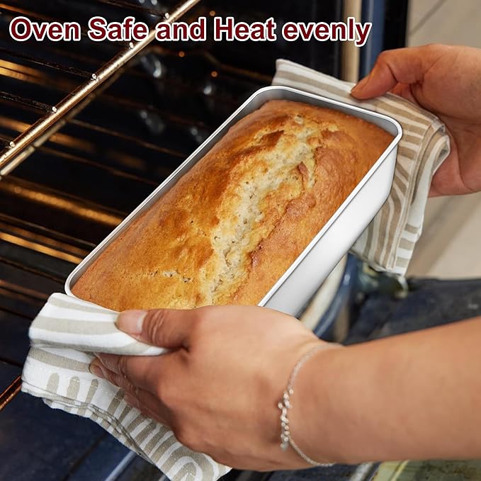 LIANYU 2 Pack Large Baking Loaf Pans Set, 12x5 Inch Stainless Steel Bread Pans, Metal Bakeware Set for Meatloaf, Sourdough Bread, Brownies, Healthy & Sturdy, Dishwasher & Oven Safe