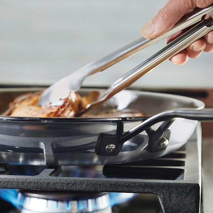KitchenAid 30051 5-Ply Clad Polished Stainless Steel Frying Pan Set/Skillets, 8.25 Inch and 10 Inch - Polished Stainless Steel