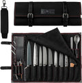 OuiChef Chef Knife Bag for 10 Knives & Utensils - Waxed Canvas & Vegan Leather - Travel Knife Case with Straps - Professional Chef Roll Bag