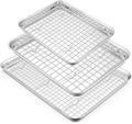TeamFar Stainless Steel Baking Sheet with Rack Set, 16/12.5/10.5 Inch Cookie Sheets Baking Pans and Cooling Racks for Cooking Serving, Non-Toxic & Heavy Duty, Dishwasher Safe, 6 PCS (3 Pans + 3 Racks)