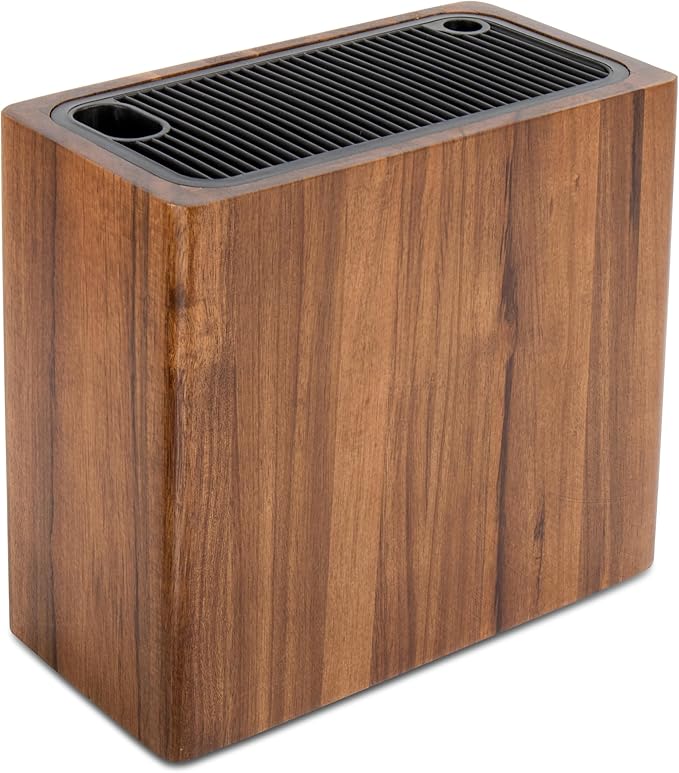 RedCall Acacia Wood Knife Holder Block,Large Universal Knife Block without knives,Wooden Kitchen Knife Block for Countertop,Knife Holder Organizer with Slots for Scissors and Sharpening Rods Storage